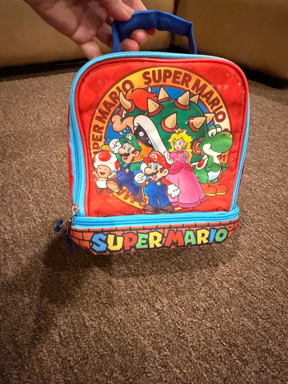 Super Mario Bros Dial Compartment Red & Blue Kids Lunch Bag by Nintendo
